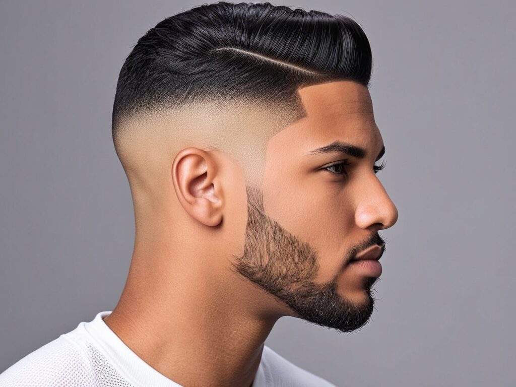 Sporty man showing off a low taper fade haircut