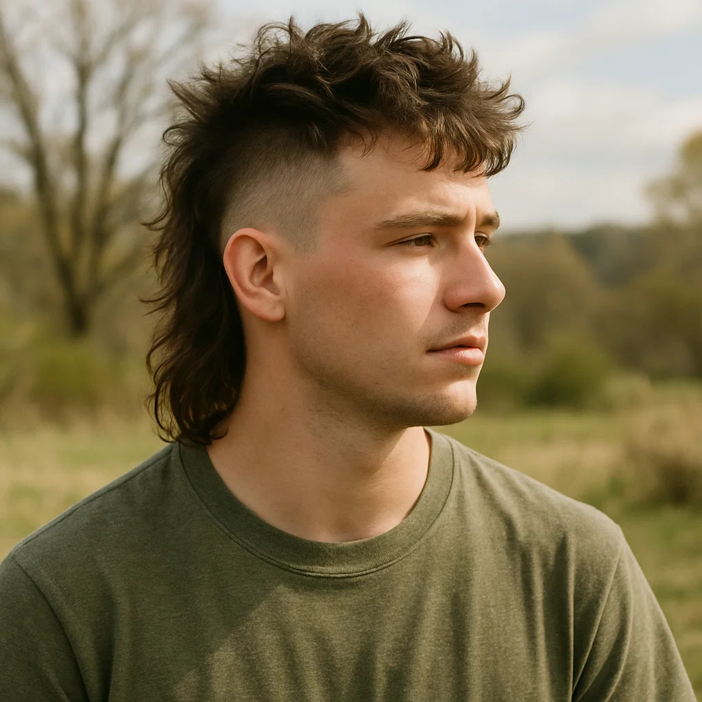 Modern mullet fade styled casually with texture