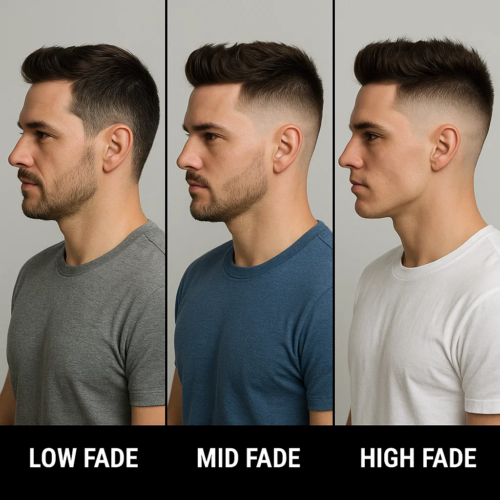 Side by side image comparing low, mid, and high fades