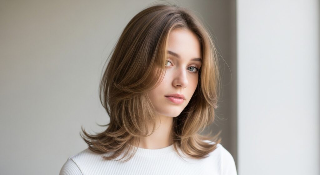 Shoulder length layered haircut for volume