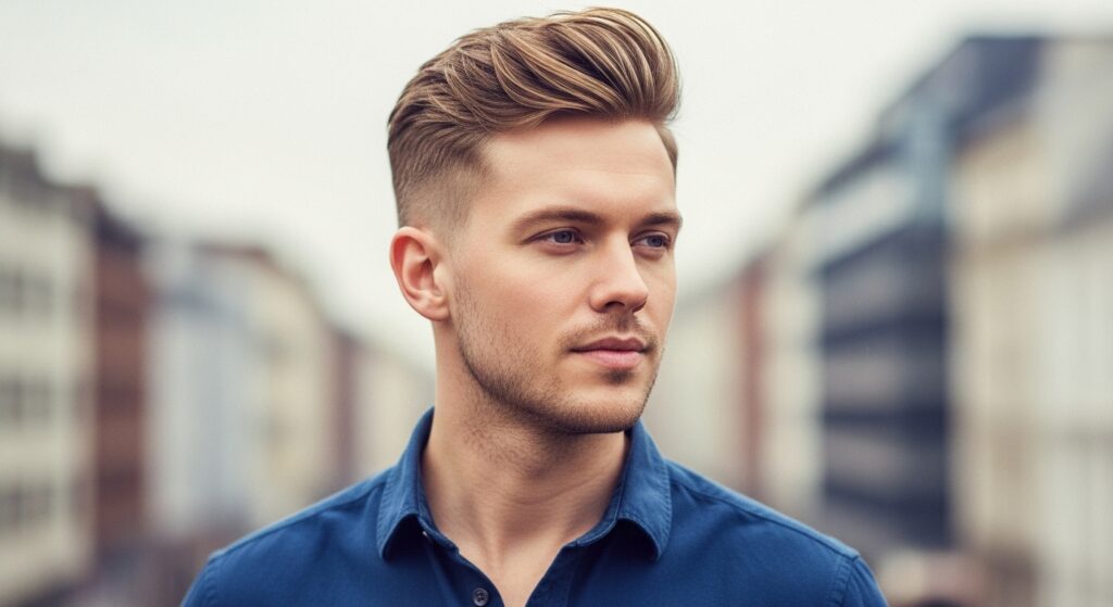 Textured crop with faded diamond shaped male face