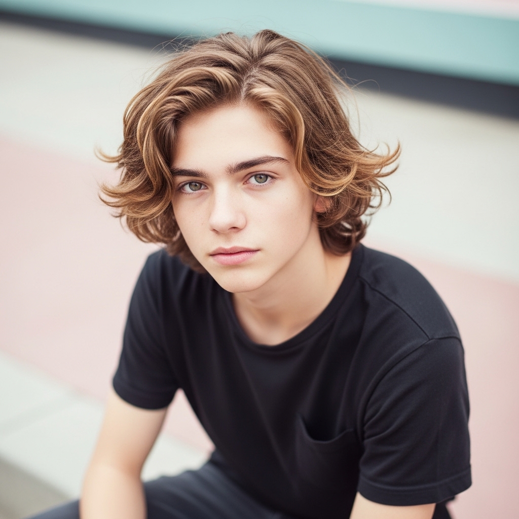 broccoli haircut teen with long waves and layered style
