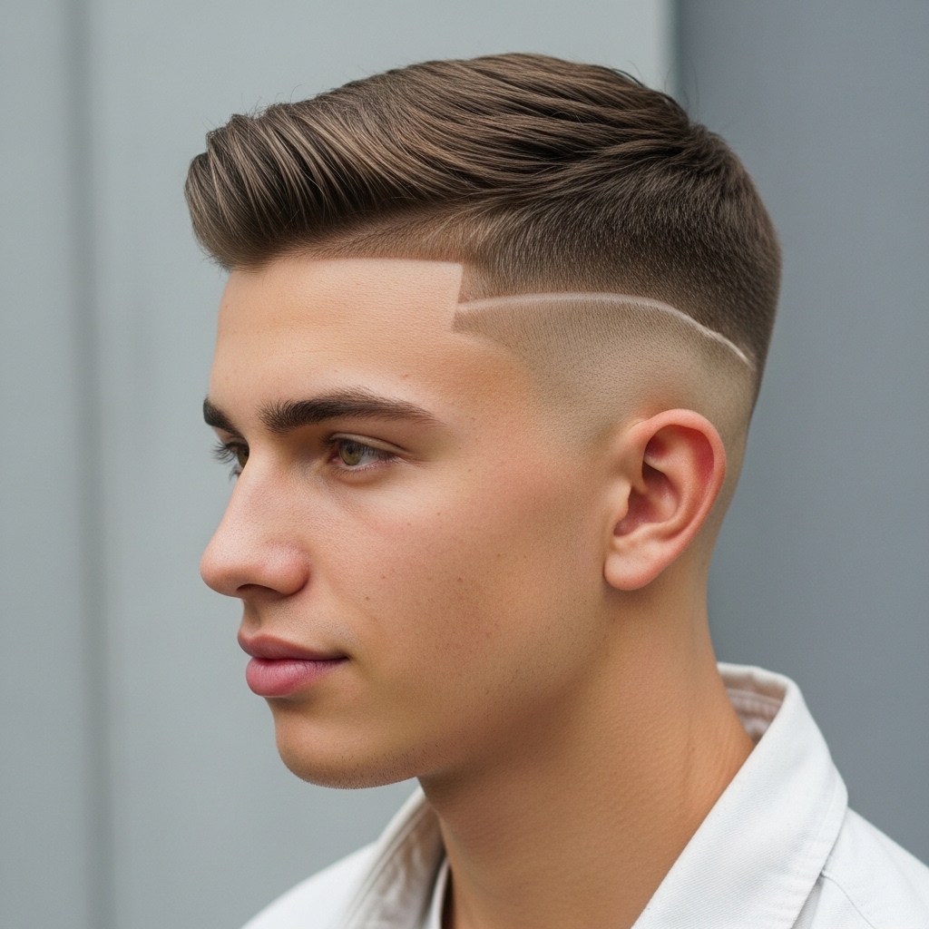 Updated 2025-inspired crew cut with high fade and line-up