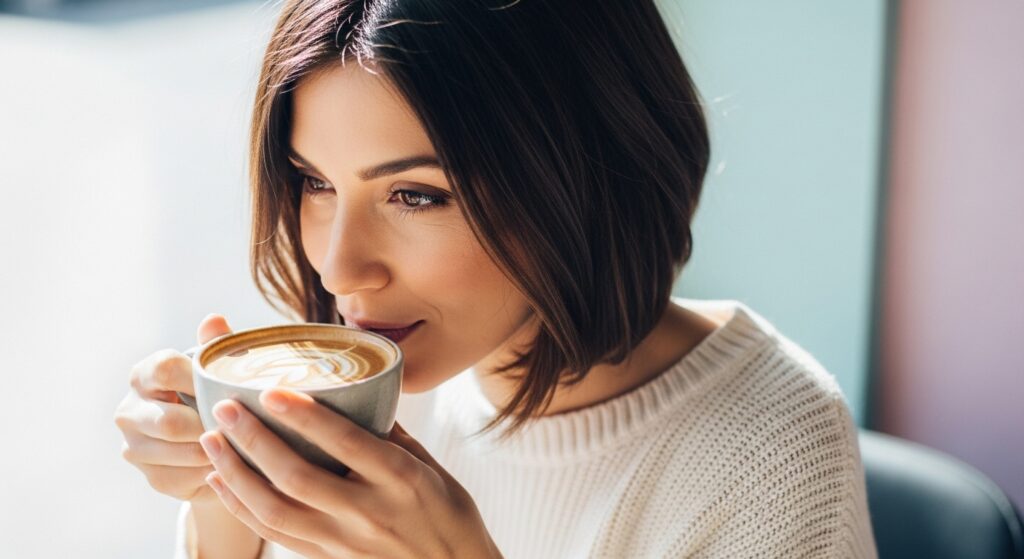 Shoulder length short haircut with style.