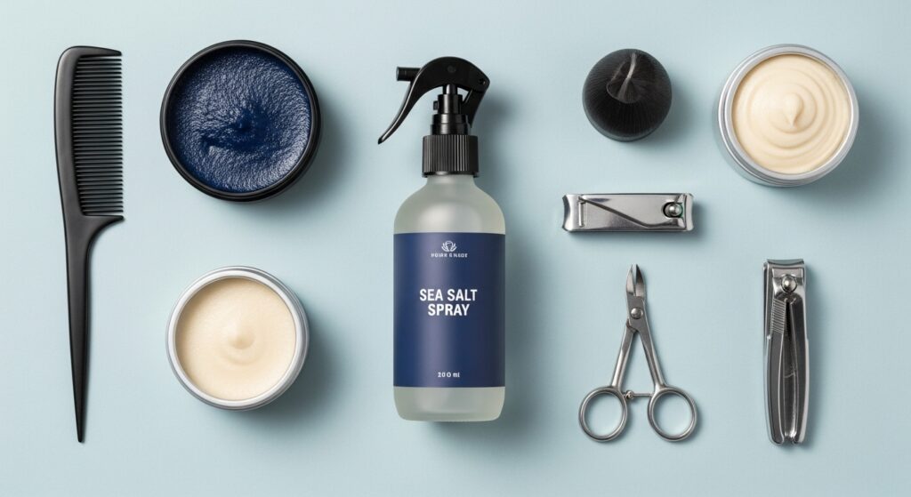 Grooming kit with Blu Atlas Sea Salt Spray featured