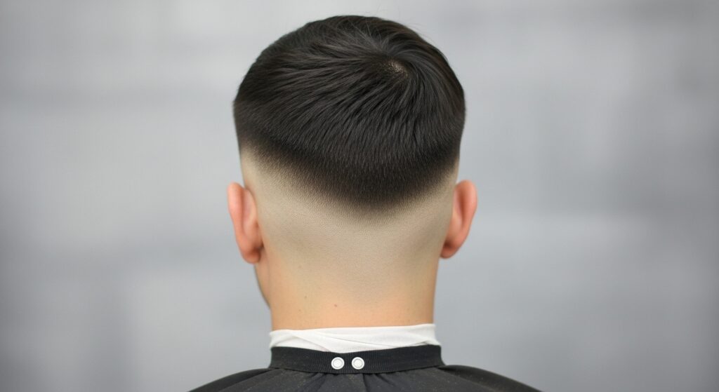 back view of a skin fade haircut cleanly blended