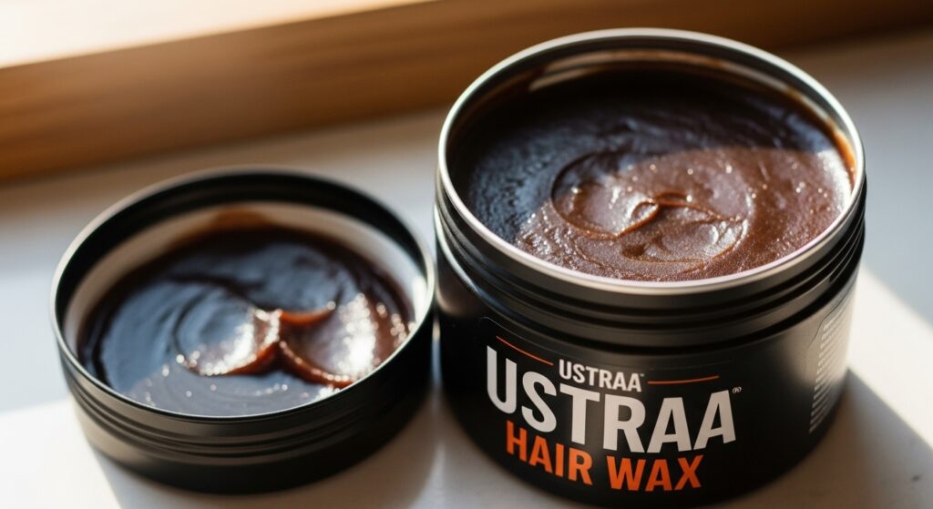 "Open tin of Ustraa Mooch & Beard Wax."