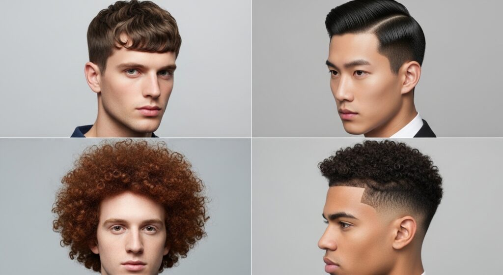 Short hairstyles for men by hair type.