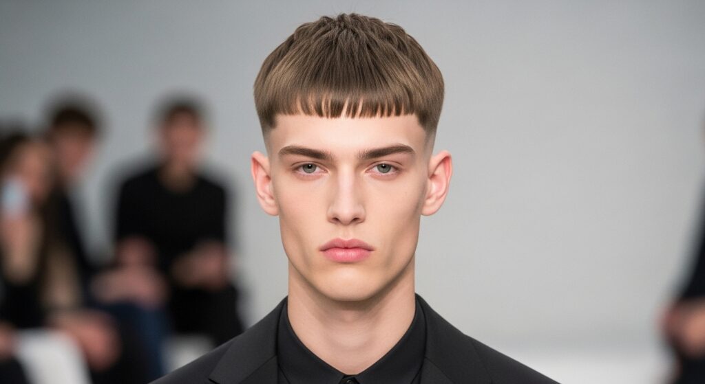  French crop men haircut with fade