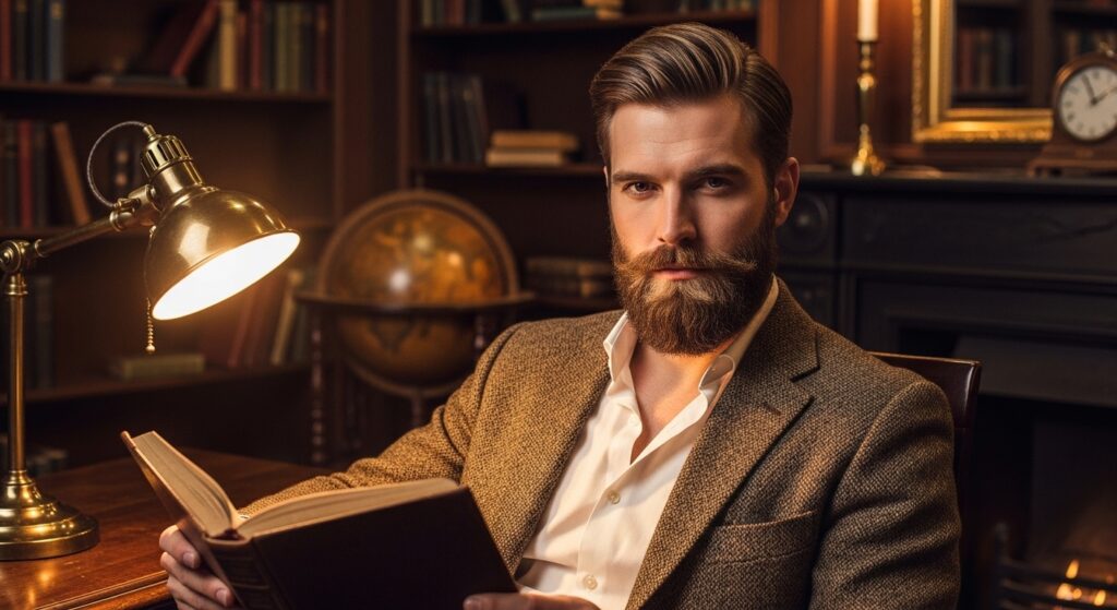 Bearded man with broad, round Garibaldi beard