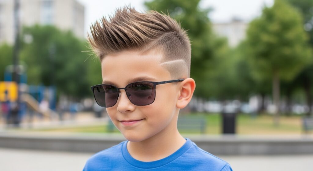 Kid with taper faux hawk haircut