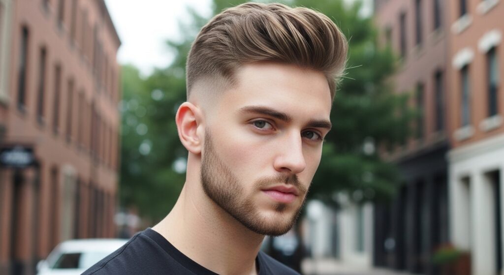 Modern fade haircut for men with textured top