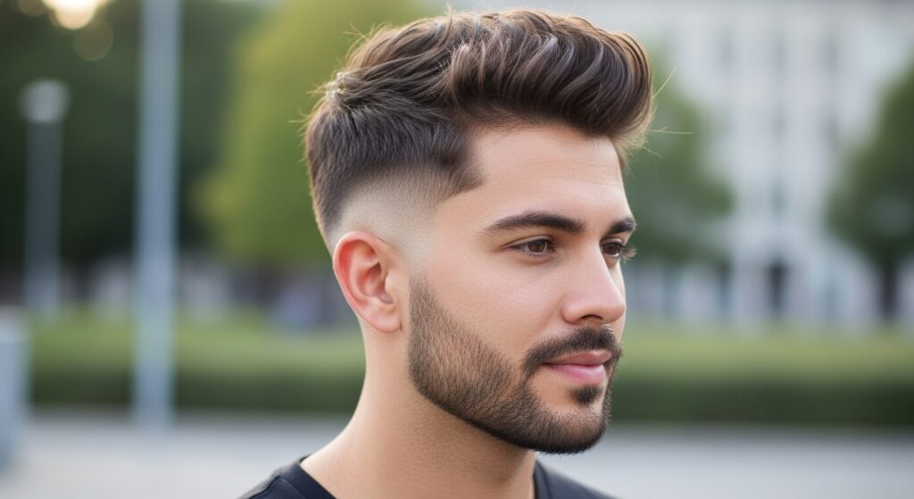  textured crop top hairstyle with mid skin fade