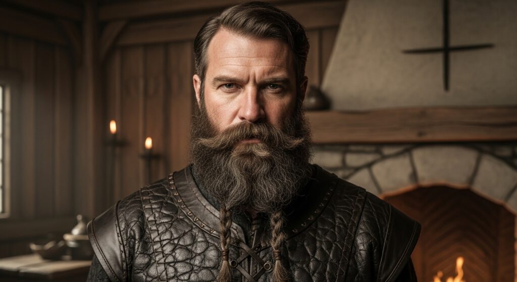 Bearded man with forked long beard