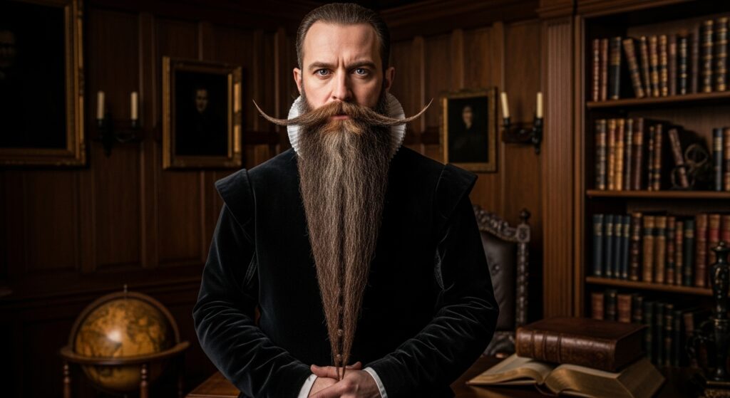 Long beard with pointed chin taper