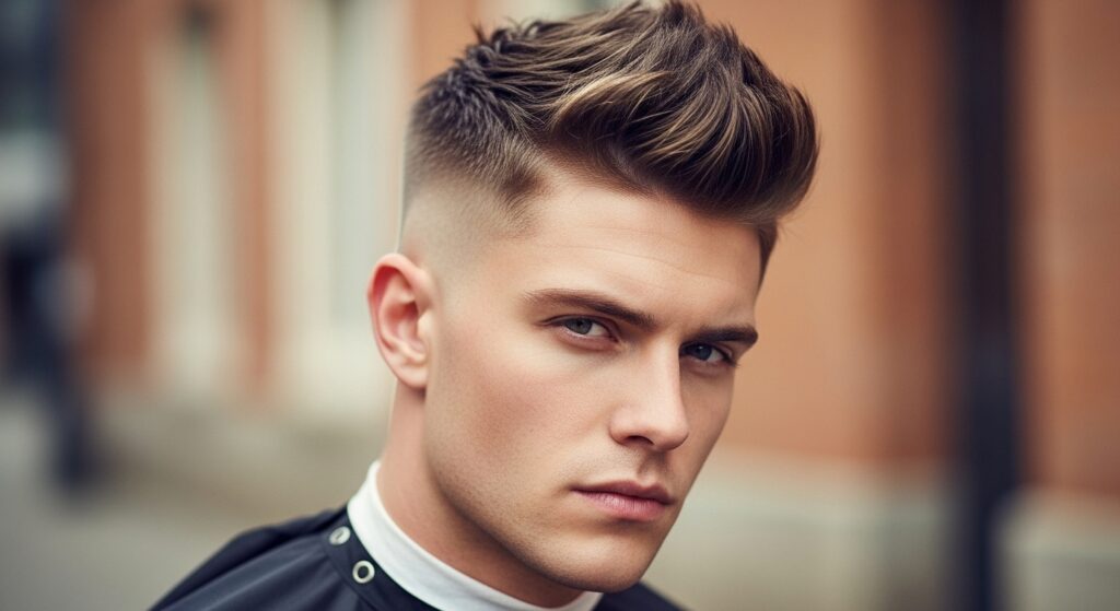 Textured crop hairstyle for diamond shaped face male.