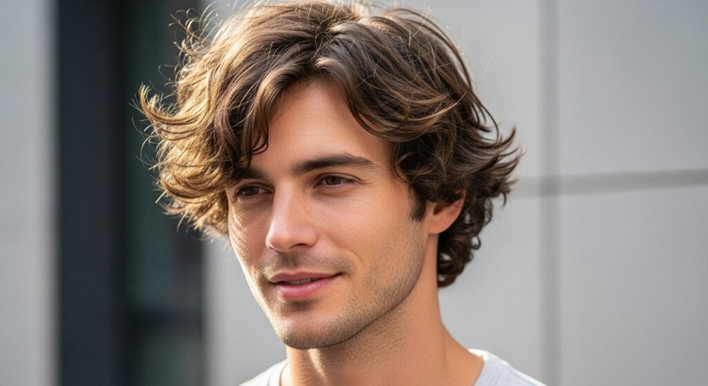 "Natural textured hairstyle for men")