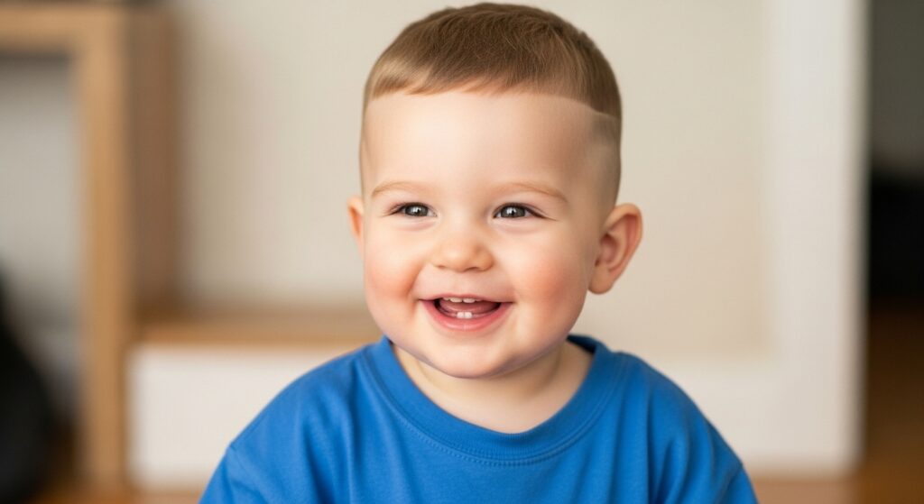 Toddler boy with low maintenance fade haircut