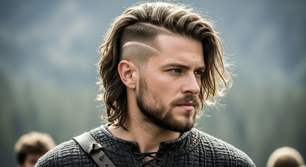  Long Viking haircut with under fade.