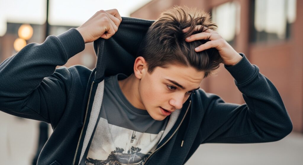 Teen boy casual messy crop haircut 2025