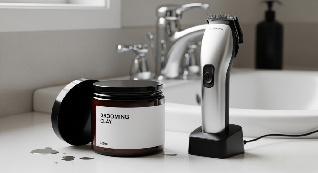 trimmer and hair styling product for men")