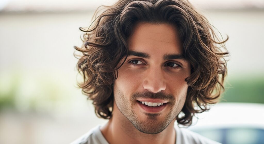 Image idea: Shoulder-length curly wolf cut with loose curls framing the face, natural light background.
Alt tag:

"shoulder length curly wolf cut hairstyle with layers"