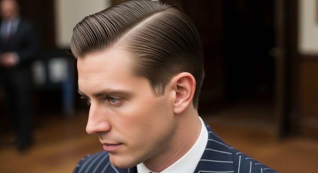 Side-by-side collage of vintage hairstyles including Hitler’s.